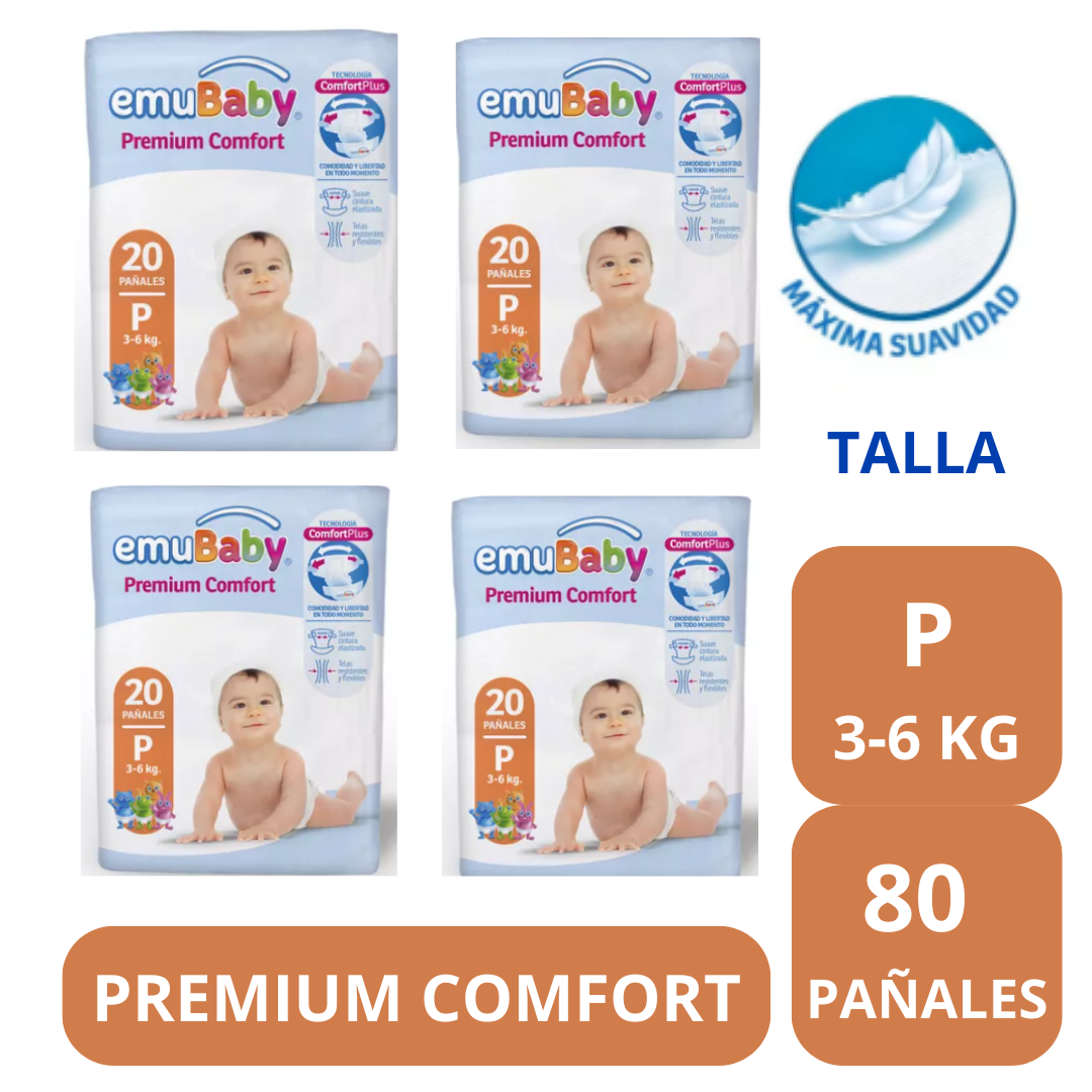 Panales_Emubaby_Premium_Comfort_Talla_P_04-_Paquetes_de_20_Unidades Pañales Emubaby Premium Comfort 04 Paquetes  Tienda para Bebé y Hogar en Chile - Pampers, Toallas Húmedas, Juguetería y más | BabyHogar.cl